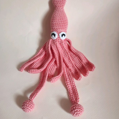 Amigurumi Knitted Doll Pink Squid New