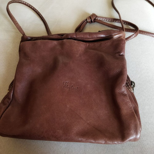 Elephant vintage leather crossbody bag, brown