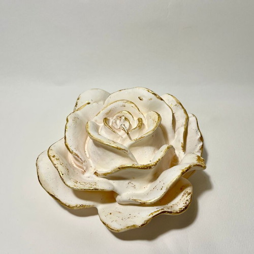 Wax rose white with gold, new