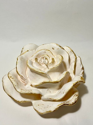 Wax rose white with gold, new