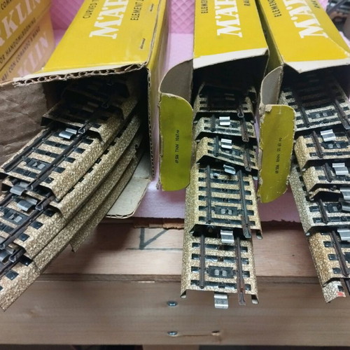 Marklin HO metal train tracks set with switches, curves, straights