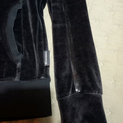Champion jacket velour black size M/S like new, cotton