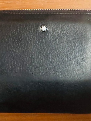 Montblanc μαύρο δερμάτινο πορτοφόλι με φερμουάρ μεταχειρισμένο