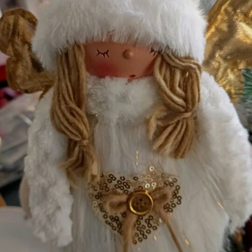 Fairy Angel table decoration with fur 58cm new