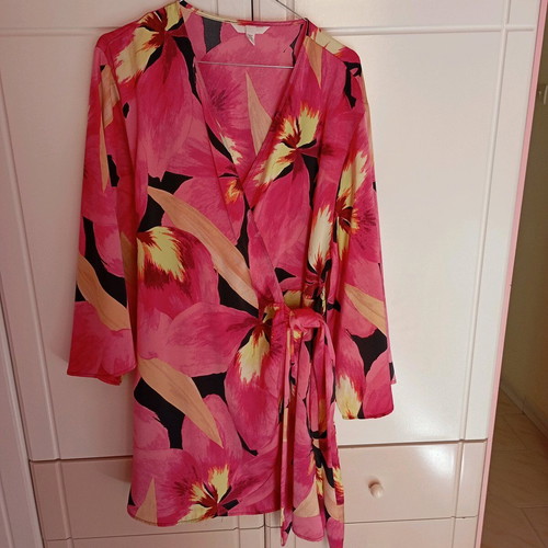 H&M Mini Wrap Dress new, pink multicolor size M