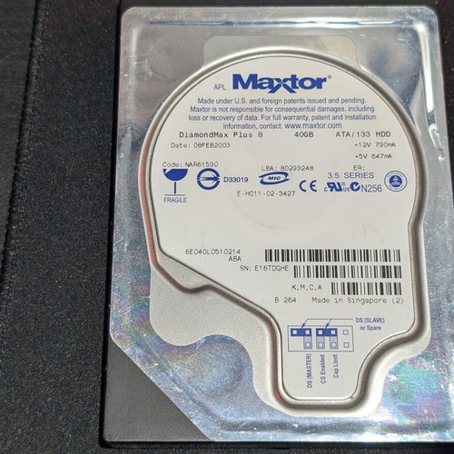 Maxtor Diamond Max Plus 8 40GB IDE HDD used, 3.5" ATA/133