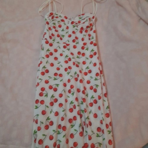 Maxi summer dress with adjustable straps, white and red