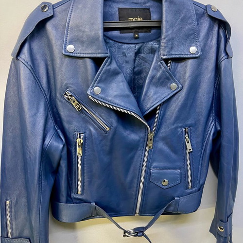 Maje leather jacket blue, like new, size S