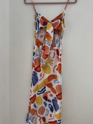 Shein colorful dress strap like new with side slit and back tie