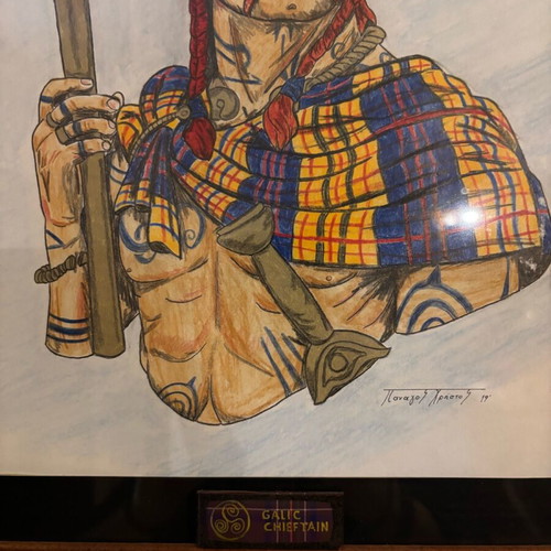 Painting Celtic Chieftain new with watercolor pencils and markers
