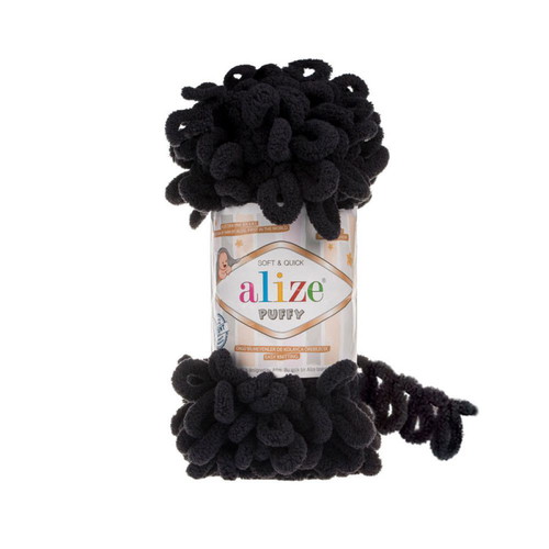 Handmade Alize Puffy Scarf hypoallergenic, black, made to order