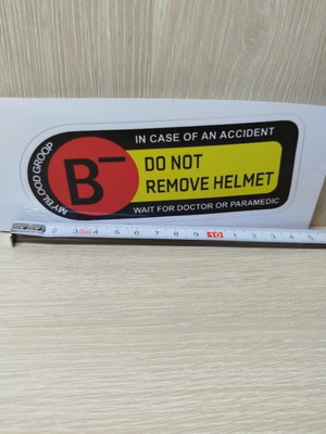Helmet blood group B- sticker new