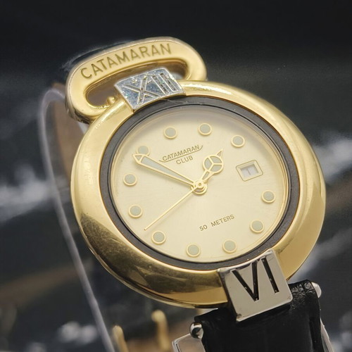 Catamaran Club Swiss Quartz watch used, vintage 1991, gold and silver