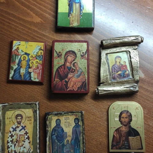 Religious icons like new, set of 7 small saint images