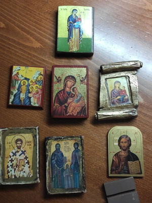 Religious icons like new, set of 7 small saint images