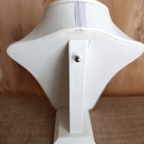 Jewelry display stand leather with white wood for necklace like new