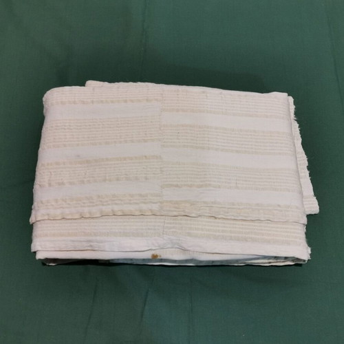 Wool woven bed sheet used, 1930s era with wear and stain