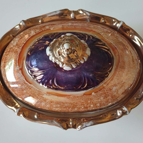 Porcelain bonbonnière with lid Gerold & Co. Tettau Bavaria used, vintage