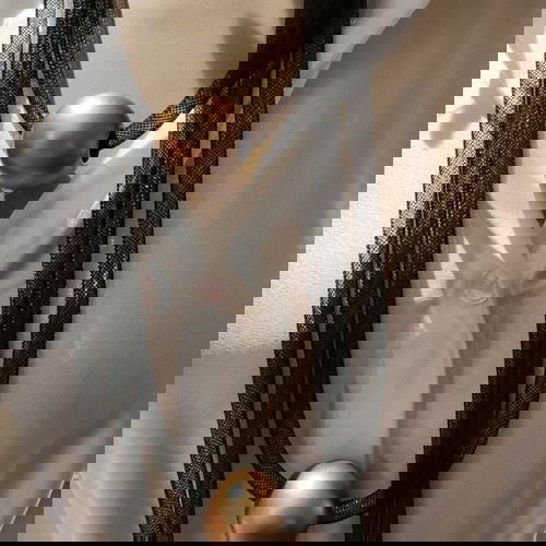 Κολιέ χειροποίητο τετραπλό καινούργιο με χρυσαφί σατινέ χάντρες