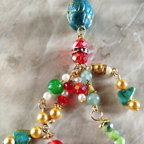 Keychain and purse charm handmade new, red and green