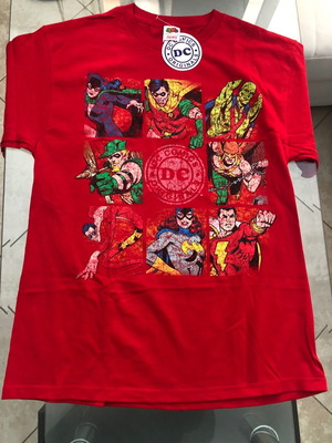 DC Universe by Jose Garcia Lopez T-shirt red, size L, new