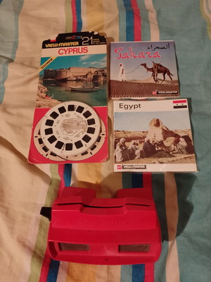 View master used with viewer and 3 sets Cyprus, Egypt, Sahara