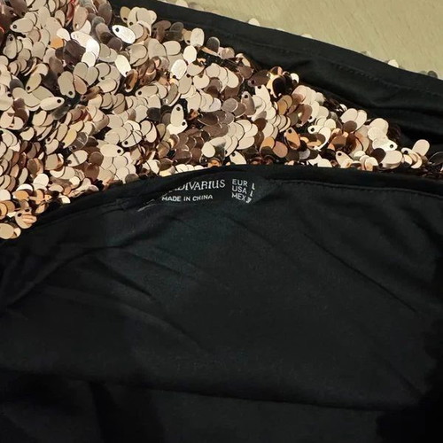 Stradivarius sequin top pink gold like new, size L
