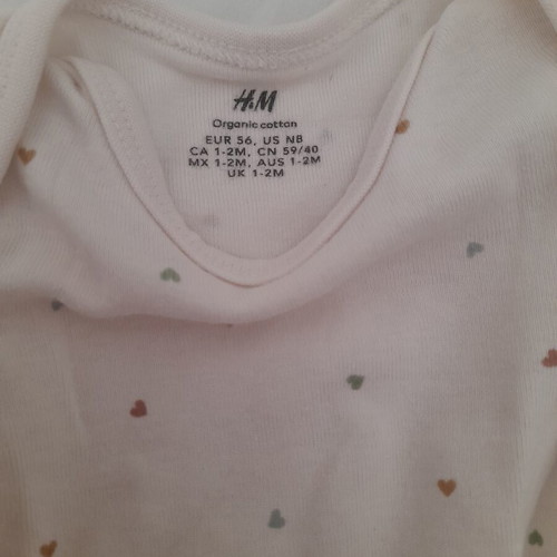 H&M baby set with long-sleeve bodysuit and pants, like new, 1-2 months