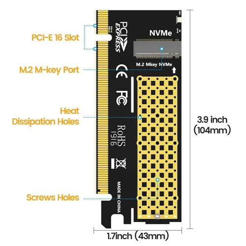 Jeyi M.2 NVME to PCIe X16 adapter PCIe 4.0 Gen4 64 Gbps