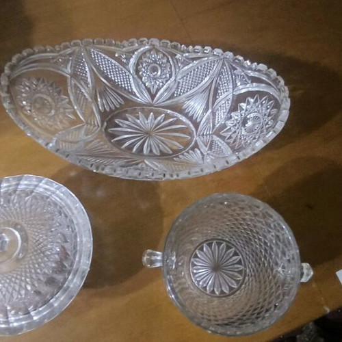 Fruit bowl, fondue pot and ice container used, set of 3 pieces