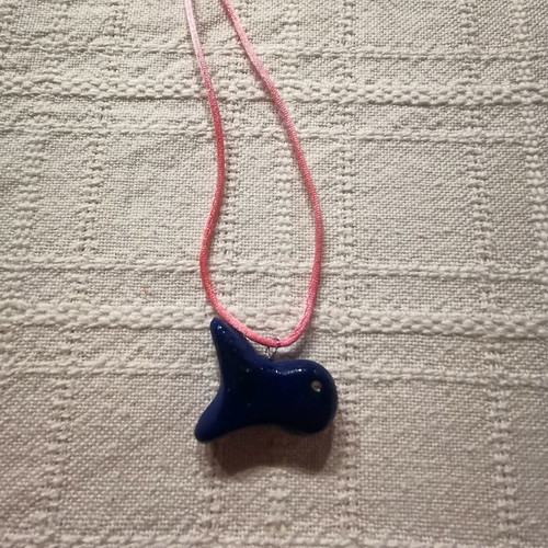Fish pendant handmade from fimo with rhinestone and adjustable cord