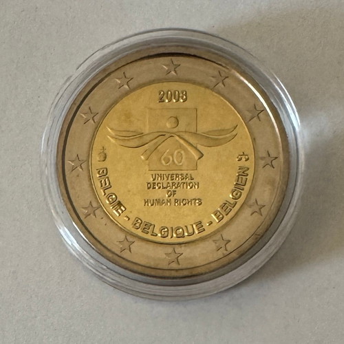 Belgium 2 Euro 2008 Proof Coin 60th Anniversary Human Rights