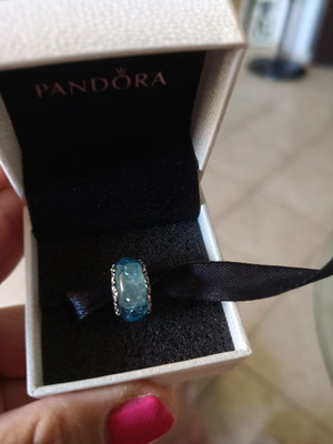 Pandora Murano charm frost, like new, turquoise and silver