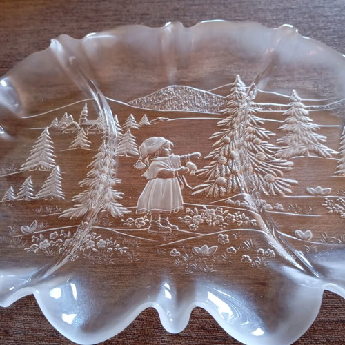 Vintage Christmas crystal serving dishes Walther-Glas like new