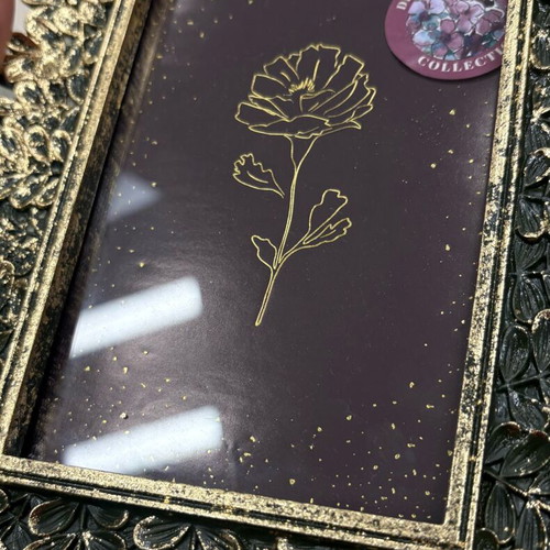 Vintage photo frame new gold 10x15 dark green with embossed design