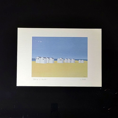 Cabine à Knokke lithograph by Vittorio Stoppa 1986, like new