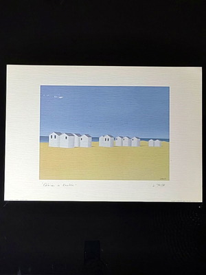 Cabine à Knokke lithograph by Vittorio Stoppa 1986, like new