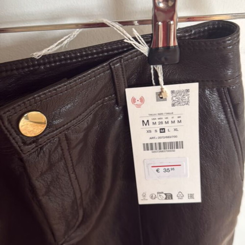 Zara brown leather-look pants new size M