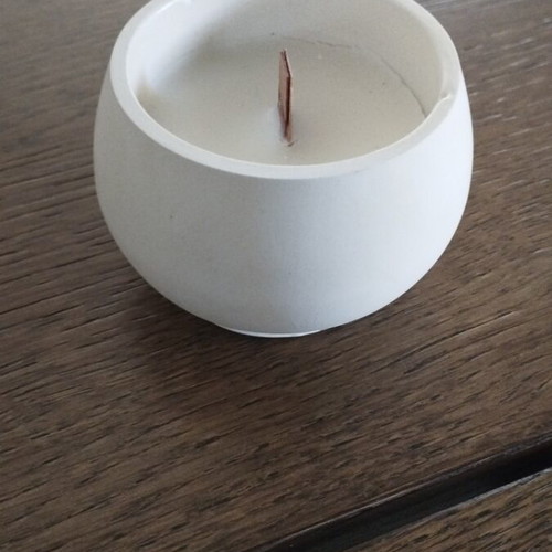 Candle in handmade ceramic container minimal design new