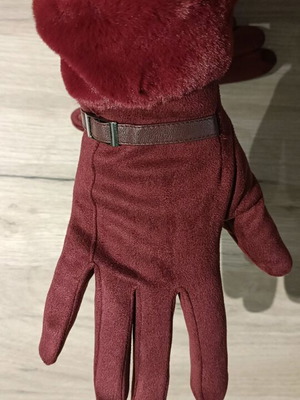 Amelie gloves burgundy new, size Large