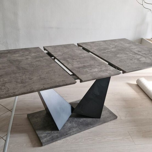 Grey cement dining table with extension
