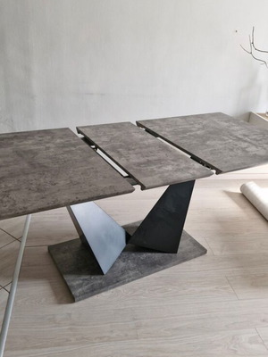 Grey cement dining table with extension