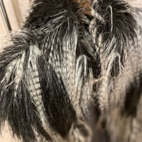 Sleeveless eco fur vest like new, size small/medium, black and grey
