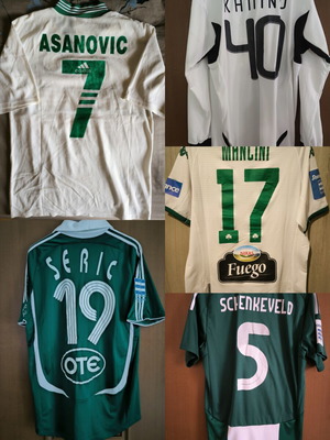 Φανέλες Παναθηναϊκού matchworn μεταχειρισμένες, σετ 5 γνήσιες