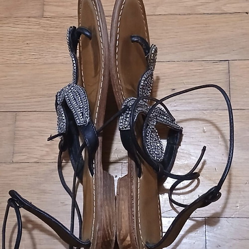 Luella Leather Sandals used with rhinestones and wooden heel size 37