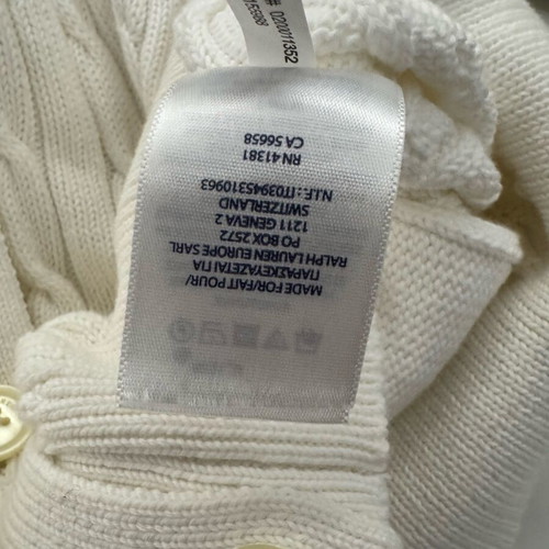 Ralph Lauren white long ribbed cardigan like new, size small