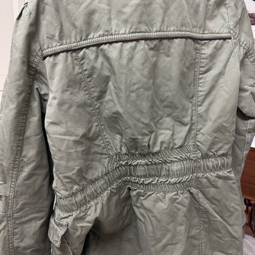 Alcott olive jacket used with zipper flaws, size S
