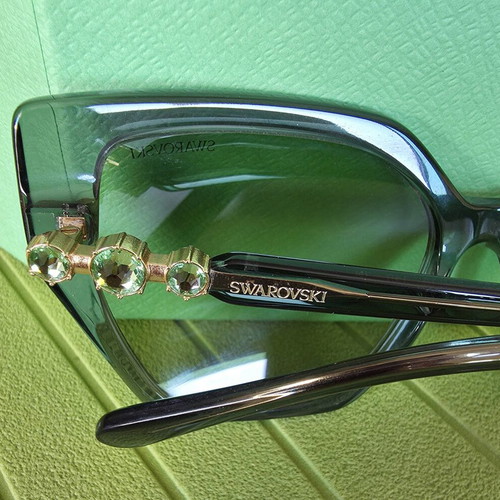 Swarovski SK 6016 Cat-Eye Sunglasses New Green with Crystals