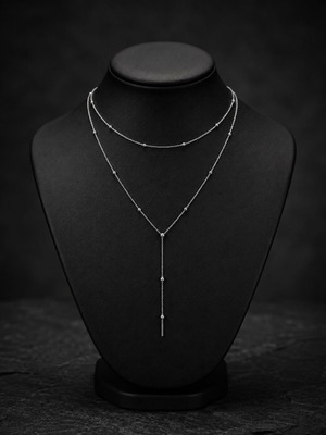 Exis Jewellery silver layered necklace with Y pendant like new
