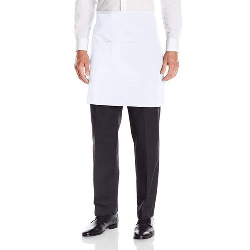 Waist aprons new, unisex, white, 2 pockets, gabardine, set of 4